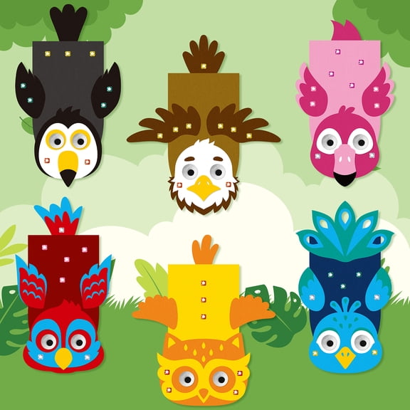 Laffact Making Bird Hand Puppet Craft Kit For Storytelling Role Play Toy,Owl Felt Sock Puppet,6pcs