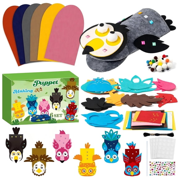 Laffact Making Bird Hand Puppet Craft Kit for Storytelling Role Play,6 pack