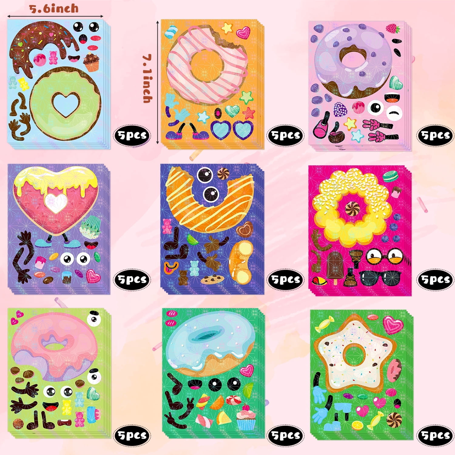Laffact Making a Donut Theme Art Stickers for Scrapbook Decoration, 45 ...