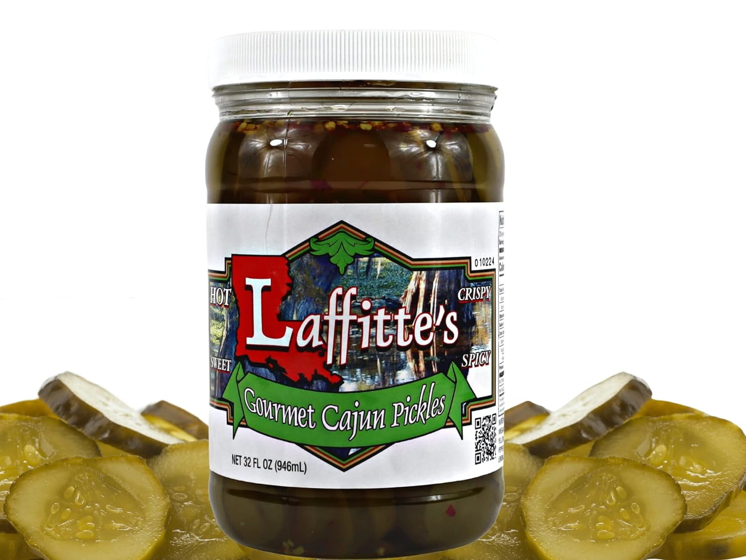Laffitte's Sweet Hot Cajun Pickle Slices 32 Ounce Jar  (32 oz, 1)