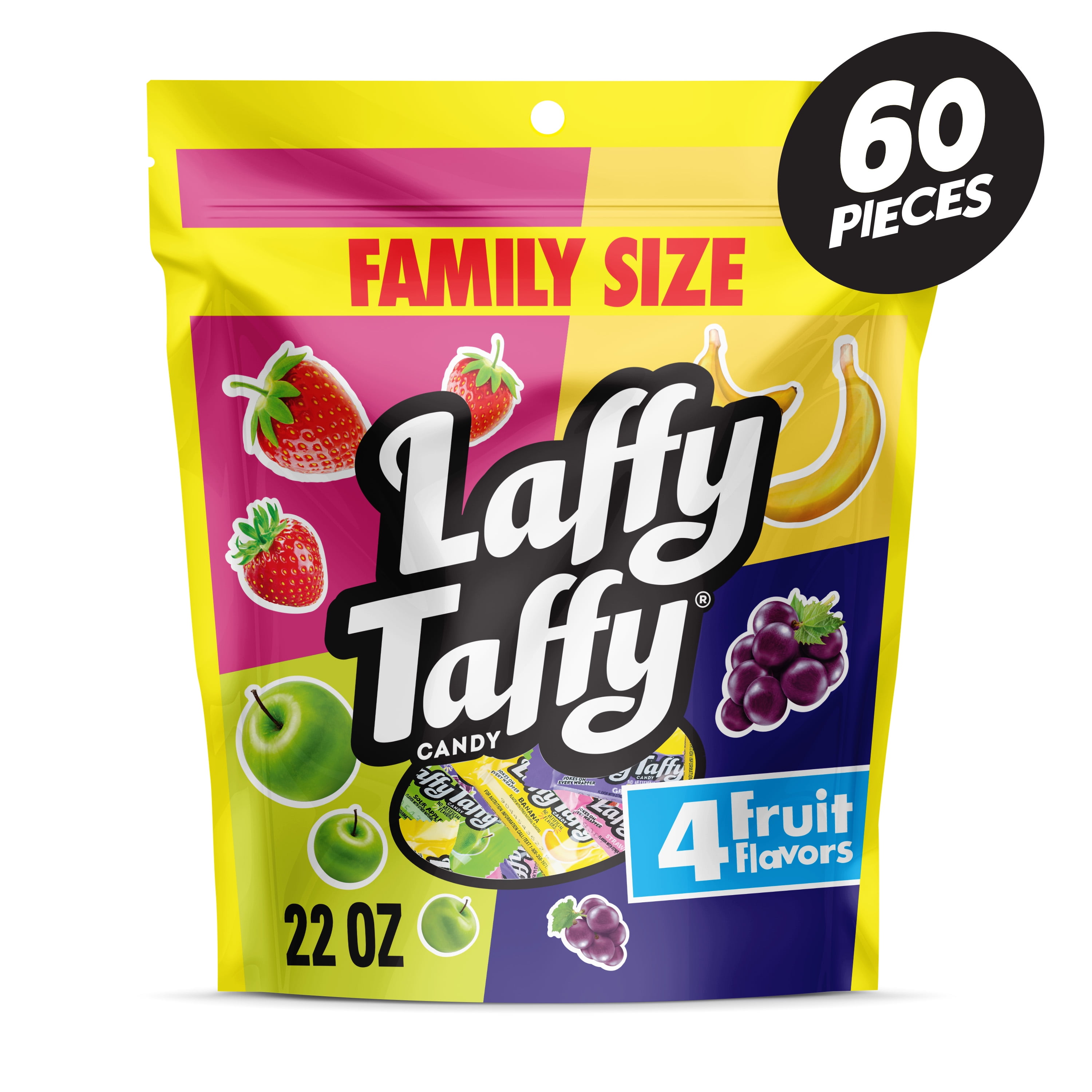 Laffy Taffy Assorted, Mini Bars, Chewy Candy in a Variety of Fruity Flavors, 22 oz
