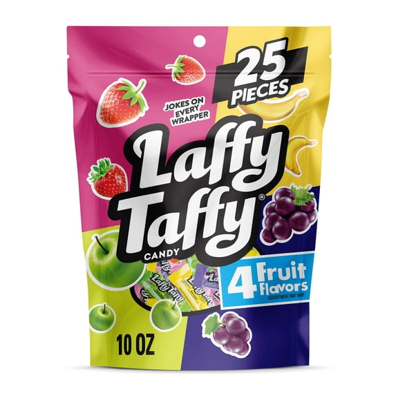 Laffy Taffy Assorted, Mini Bars, Chewy Candy in a Variety of Fruity Flavors, 10 oz Bag