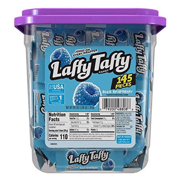 Laffy Taffy Blue Raspberry Candy Tub, 0.34 Oz (145 Count)