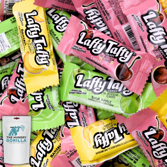 Laffy Taffy Candy Mix - Apple, Cherry, and Banana Flavors - Individually Wrapped Candy in a 3 lb Resealable Stand-Up Bag by The Hungry Gorilla