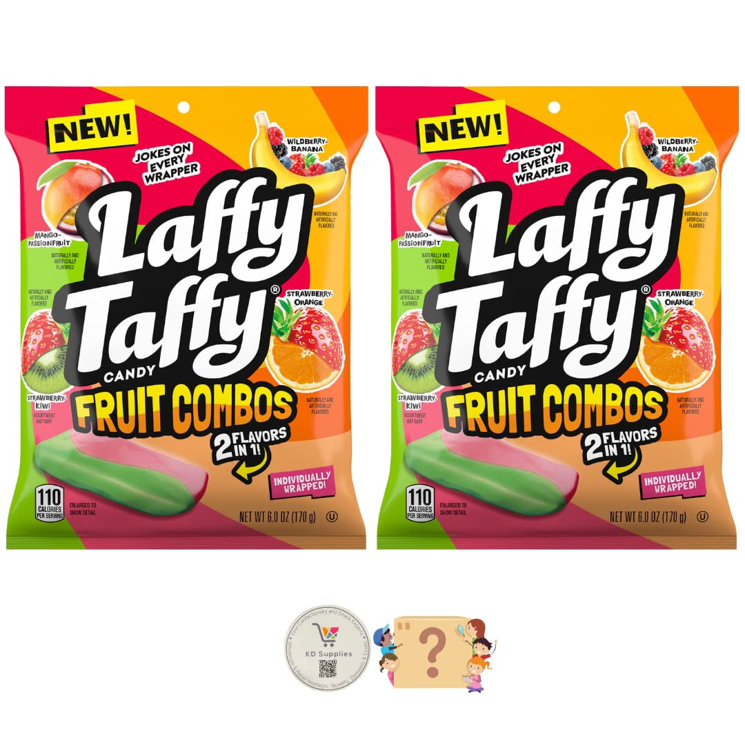 Laffy Taffy Fruit Combos 2 in 1 Flavors Individually Wrapped Candy, 6