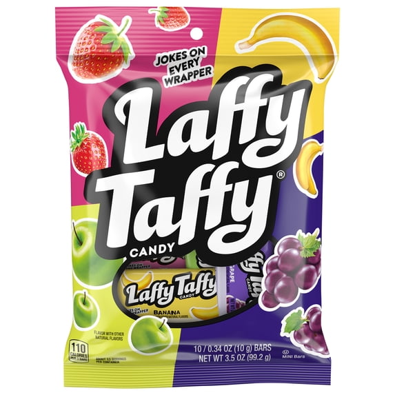 Laffy Taffy Fruit Flavored Candy, Individually Wrapped Assorted Mini Bars, 3.5oz