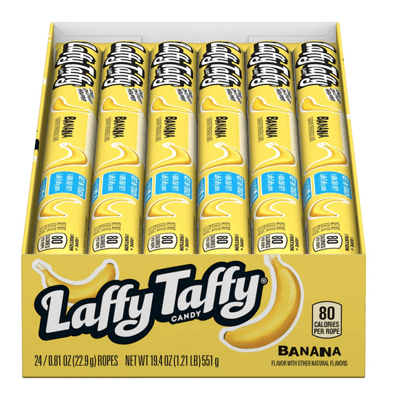 Laffy Taffy Rope Banana Candy, 0.81oz (24 Count)