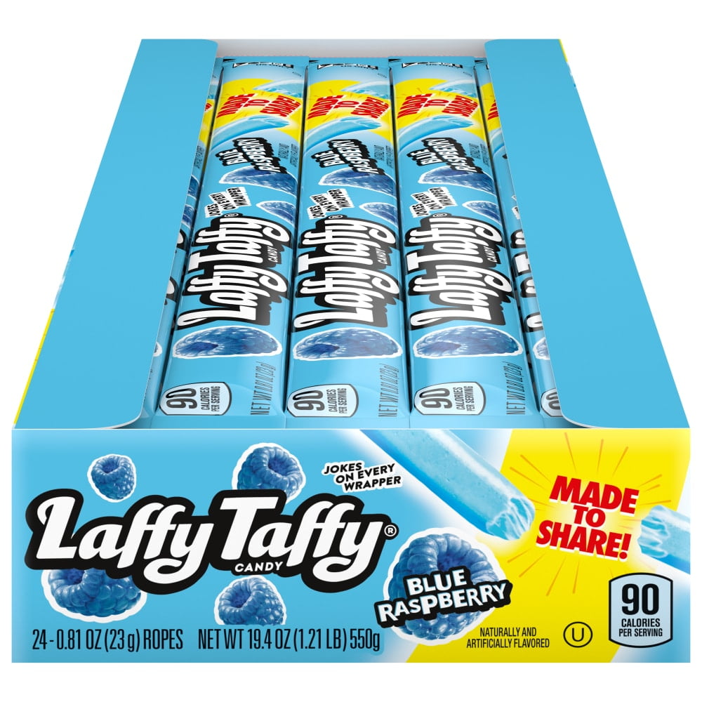 Laffy Taffy Rope Blue Raspberry – Stretchy, Chewy Candy Ropes, 24 Count ...