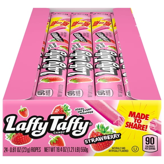 Laffy Taffy Rope Candy, MFF30 Strawberry Flavor, 0.81 Ounce Ropes (Pack of 24)
