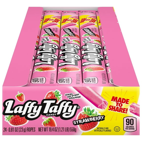 Laffy Taffy Rope Candy, MFF30 Strawberry Flavor, 0.81 Ounce Ropes (Pack of 24)