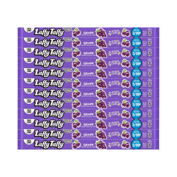 Laffy Taffy Ropes Grape Flavor 0.81 oz Individually Wrapped Candy Bulk Pack, Soft and Chewy Taffy Sweets, Perfect for Parties, Candy Buffets, and Gifting, 12 Count Pack