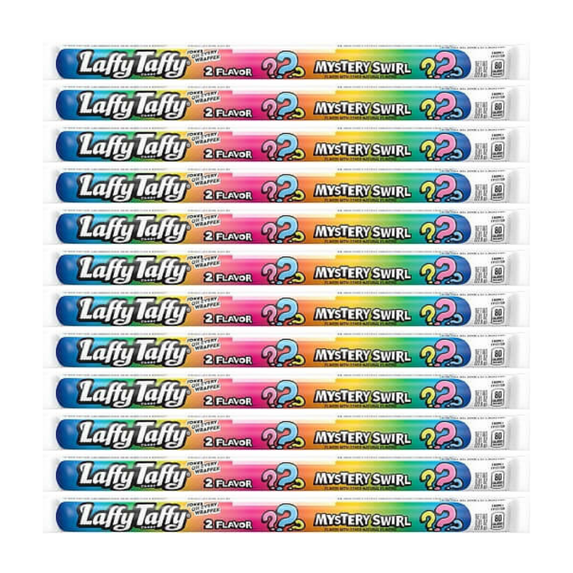 Laffy Taffy Ropes Mystery Swirl 12-Pack – Soft, Chewy, and Delicious Candy Ropes, Individually Wrapped, Fun Flavor Combination, 0.81 oz Each