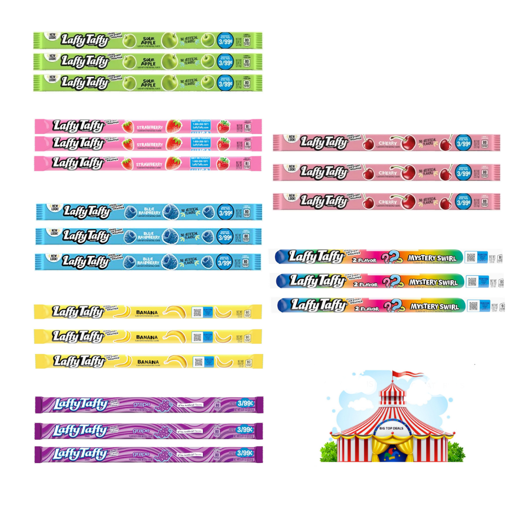 Laffy Taffy Ropes Variety Pack, Strawberry, Banana, Grape, Blue