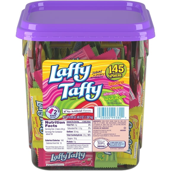 Laffy Taffy Sour Apple Cherry Strawberry & Banana Candy Variety Pack 145 Ct. Tub