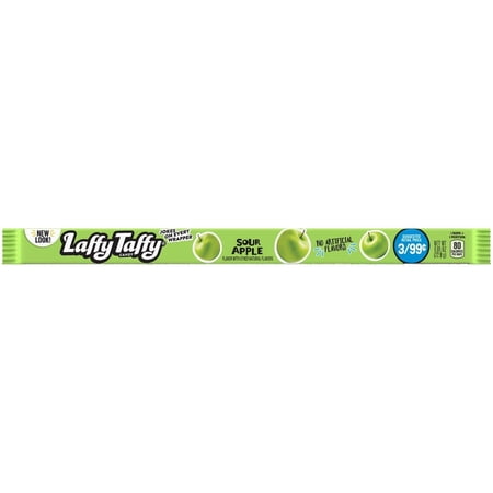 Laffy Taffy Sour Apple Rope Chewy Candy, 0.81oz (Box of 24)