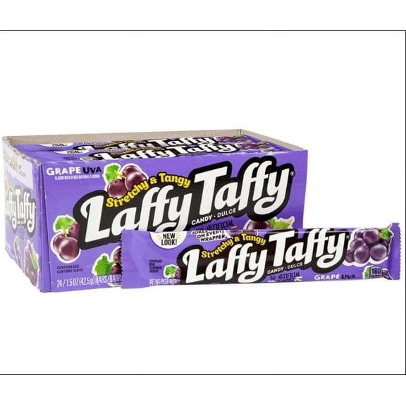 Wonka Stretchy Tangy Laffy Taffy, Grape 1.5-Ounce Packets (Pack of 24)