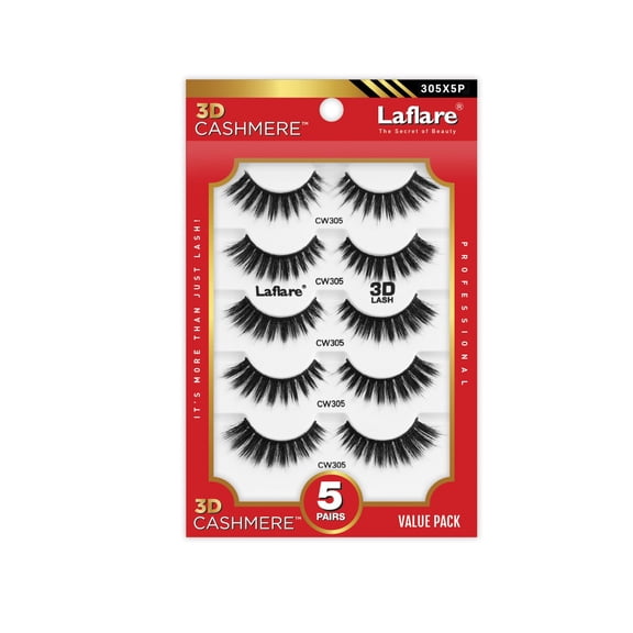 Laflare 3D Cahsmere False Eyelashes,Ultra soft & Cruelty free 5 Pairs