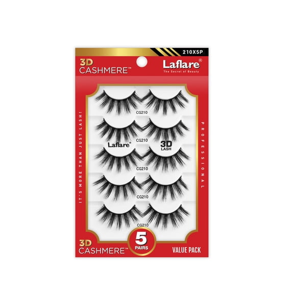 Laflare 3D Cashmere False Eyelashes,Ultra soft & Cruelty free 5 Pairs