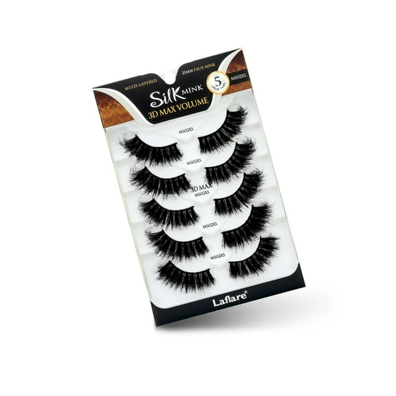 Laflare 3D Silk Mink Max Volume, Premium Faux Mink 25mm, Cat Eyes, Wispy, Fluffy, Soft. 5 Pairs