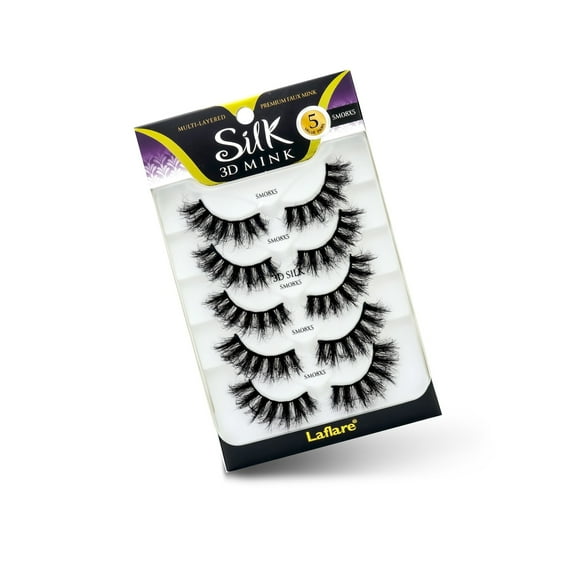 Laflare 3D Silk Mink Premium Faux Mink Eyelashes, Cat Eyes, Wispy, Fluffy, Soft as Mink, Multi-layered Lash. 5 Pairs