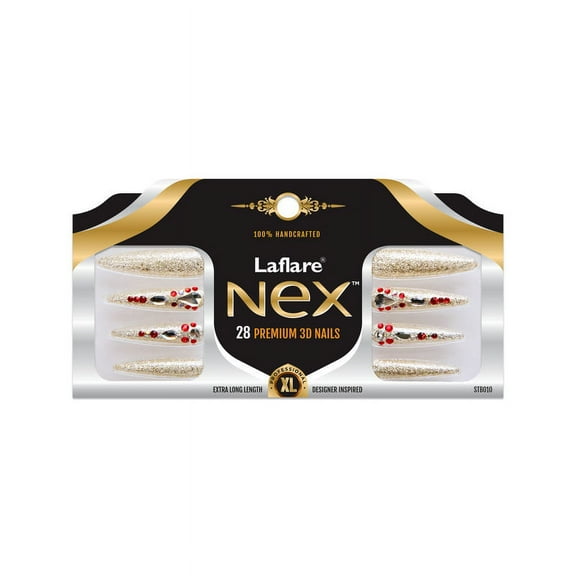 Laflare NEX 12D NAIL X-LONG Stiletto Length False Nails with Nail Glue, Handcrafted Press-On Nails.