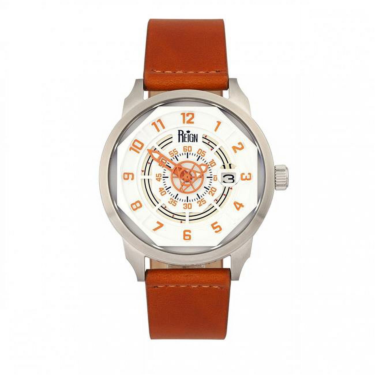 Lafleur Automatic Leather Band Watch W Date Silver Orange Walmart
