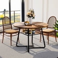thumbnail image 1 of Lafnest 43" Round Dining Table for 4-6 People,Industrial Kitchen Table with Metal Mesh Storage Shelf,Walnut Brown Wood & Black Metal Frame for Dining Room, Living Room, 1 of 8