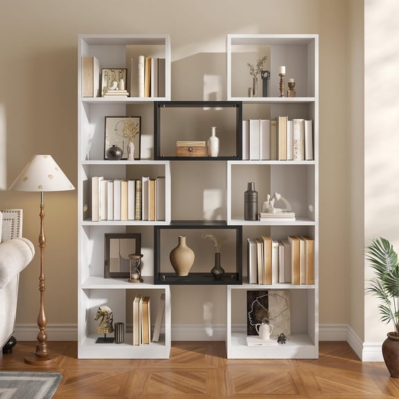 Lafnest 70" Foldable & Expandable Bookcase,Sliding Center Frame Adjustable Corner Shelf,Space-Saving Storage Unit for Living Room,Bedroom,Home Office (39.4"-52.6"W)