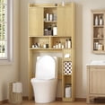 thumbnail image 1 of Lafnest Space-Saving Over Toilet Cabinet with Sliding Doors & Tissue Holder, Adjustable Freestanding Bathroom Organizer, 1 of 8