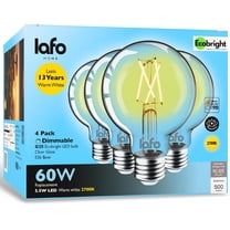 LafoHome EcoBright G25 LED Filament Bulb, 60W Equivalent, 2700K Warm White, Dimmable, 4-Pack