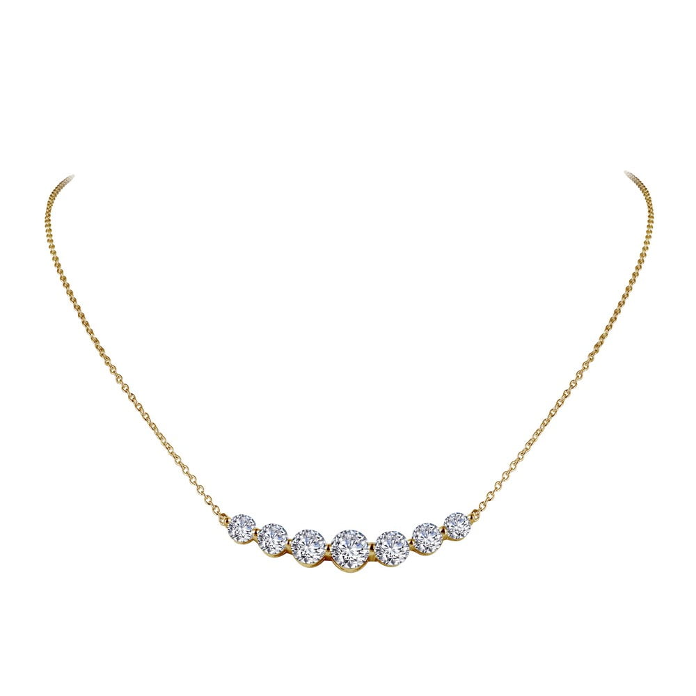 Lafonn 7 Symbols Of Joy Sterling Silver Gold Plated Simulated Diamond Necklace (2.02 CTTW)