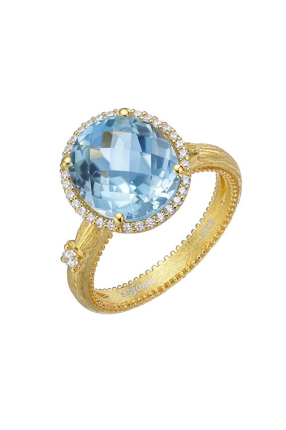 Aria Sterling Silver Gold Plated Blue Topaz Ring