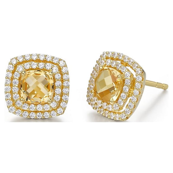 Lafonn Aria Sterling Silver Gold Plated Citrine Earrings