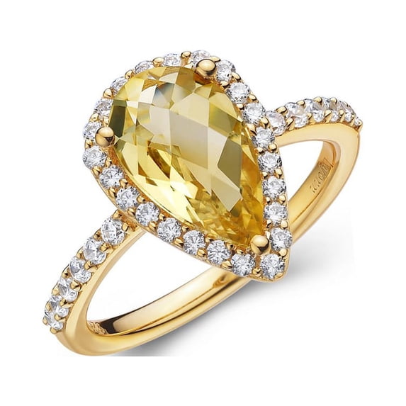 Lafonn Aria Sterling Silver Gold Plated Citrine Ring