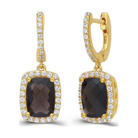 Lafonn Aria Sterling Silver Gold Plated Smoky Quartz Earrings