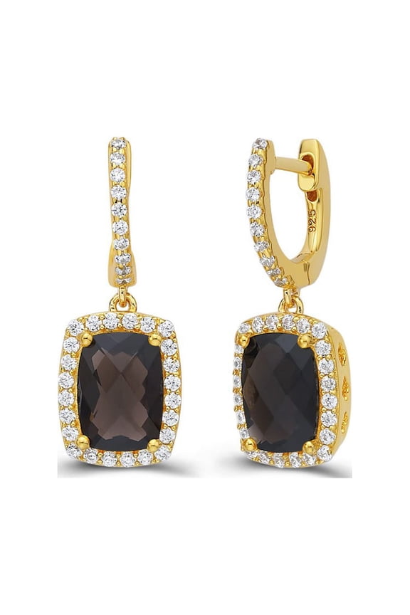 Aria Sterling Silver Gold Plated Smoky Quartz Earrings