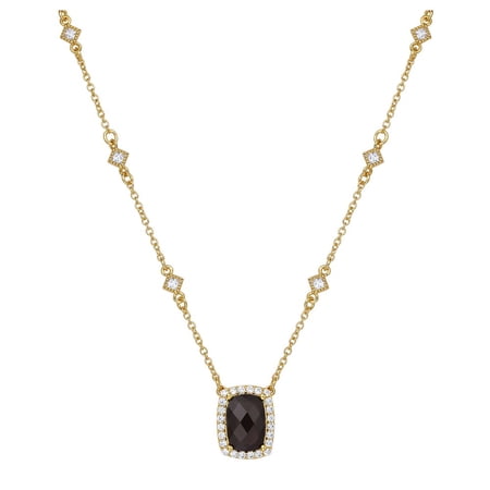 Lafonn Aria Sterling Silver Gold Plated Smoky Quartz Necklace