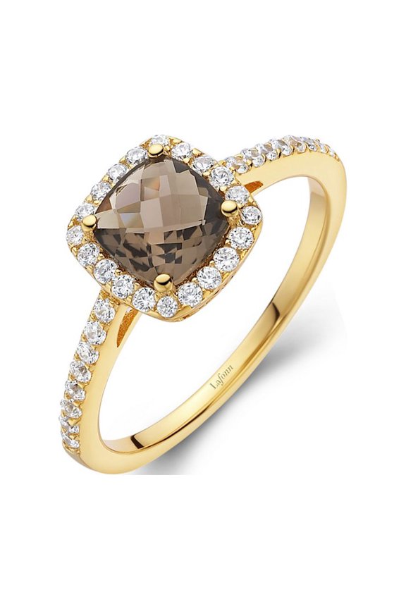 Aria Sterling Silver Gold Plated Smoky Quartz Ring
