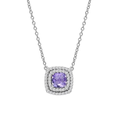 Lafonn Aria Sterling Silver Platinum Plated Lassire Amethyst Necklace with Lassaire Simulated Diamonds