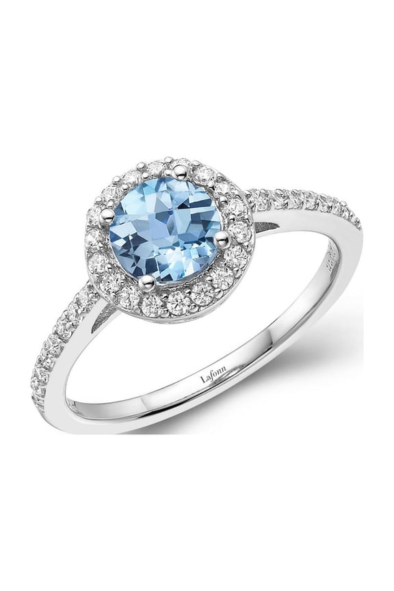 Aria Sterling Silver Platinum Plated Lassire Blue Topaz and Simulated Diamonds Womens Ring