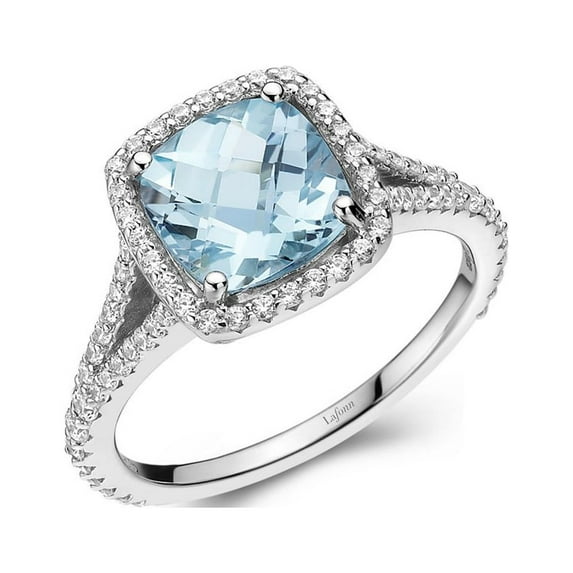 Lafonn Aria Sterling Silver Platinum Plated Lassire Blue Topaz and Simulated Diamonds Womens Ring