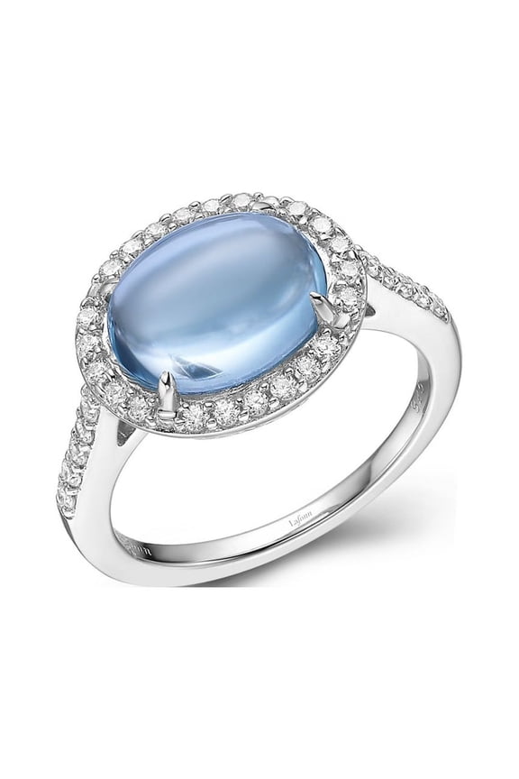 Aria Sterling Silver Platinum Plated Lassire Blue Topaz and Simulated Diamonds Womens Ring