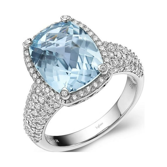 Lafonn Aria Sterling Silver Platinum Plated Lassire Blue Topaz and Simulated Diamonds Womens Ring