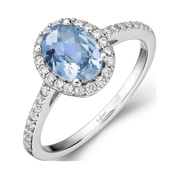 Lafonn Aria Sterling Silver Platinum Plated Lassire Blue Topaz and Simulated Diamonds Womens Ring