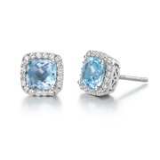 Lafonn Aria Sterling Silver Platinum Plated Lassire Blue Topaz with Lassire Simulated Diamonds Earrings