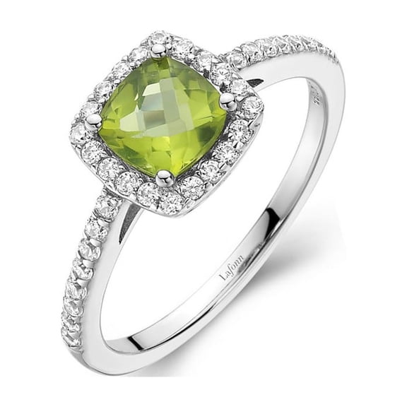 Lafonn Aria Sterling Silver Platinum Plated Lassire Peridot and Simulated Diamonds Womens Ring