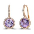 thumbnail image 1 of Lafonn Aria Sterling Silver Rose Gold Plated Amethyst Earrings, 1 of 5