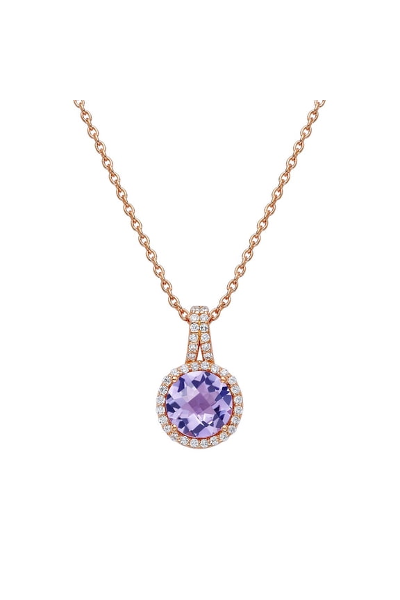 Aria Sterling Silver Rose Gold Plated Amethyst Necklace