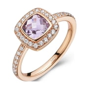 Lafonn Aria Sterling Silver Rose Gold Plated Amethyst Ring