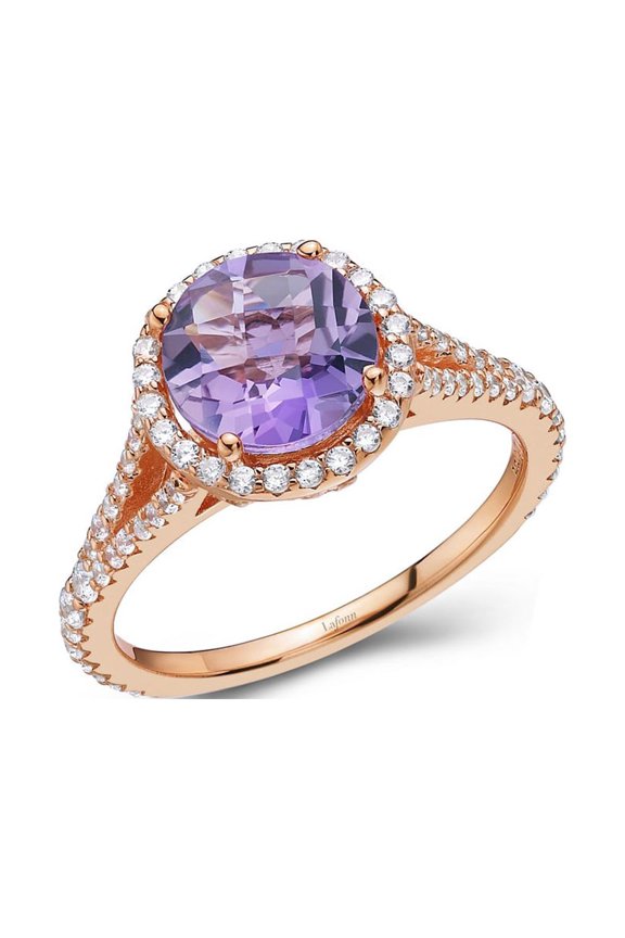 Aria Sterling Silver Rose Gold Plated Amethyst Ring